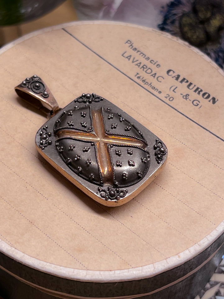 French 19th Century Locket in Sterling & Vermeille