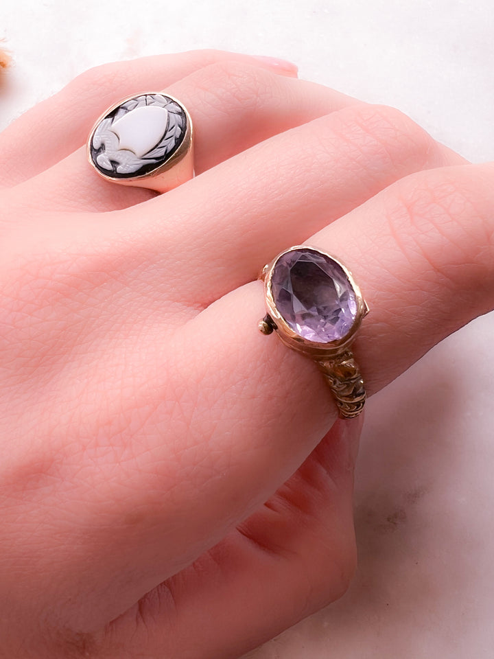 Victorian Amethyst Locket Conversion Ring