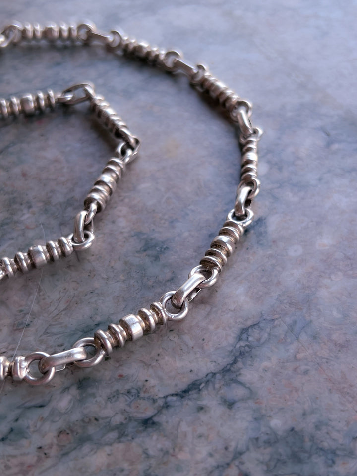Rare Victorian Sterling Silver Barbell Chain