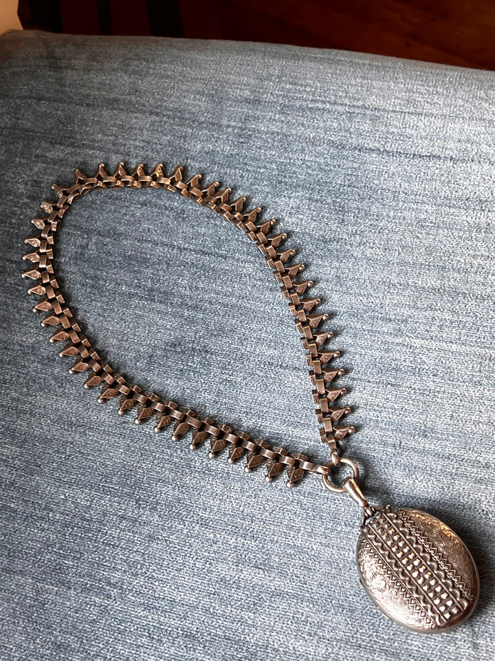 Gorgeous Victorian Sterling Locket and Collar