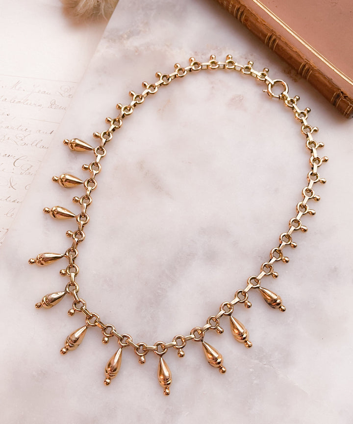Beautiful 18k French Etruscan Revival Drop Collar