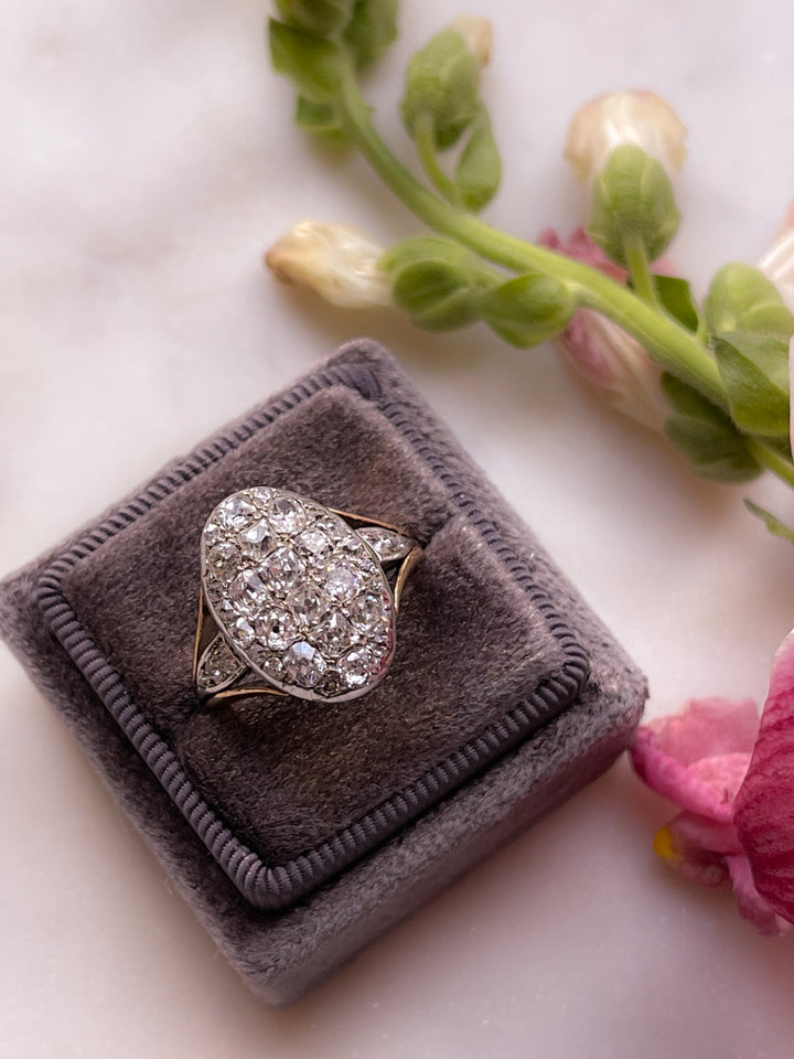 Gorgeous 18k Victorian Diamond Plaque Ring