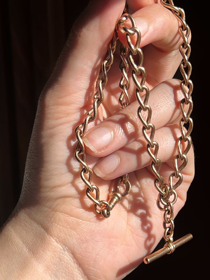Sassy Pink Gold Double Dog Clip Watch Chain