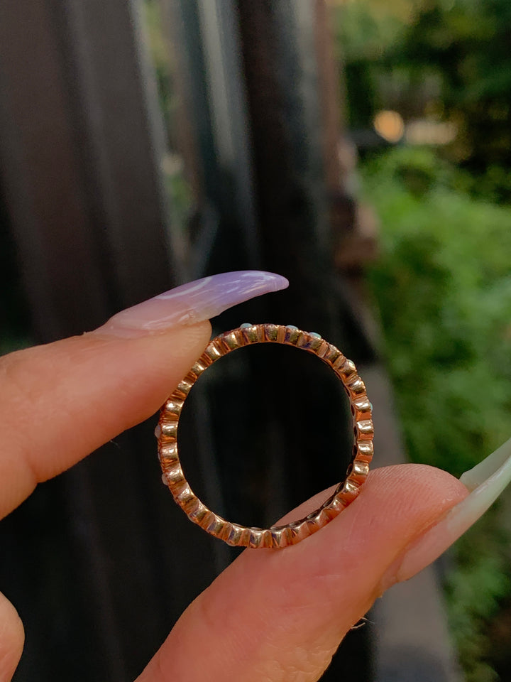 Opal and Blue Diamond Eternity Band Size 9.5