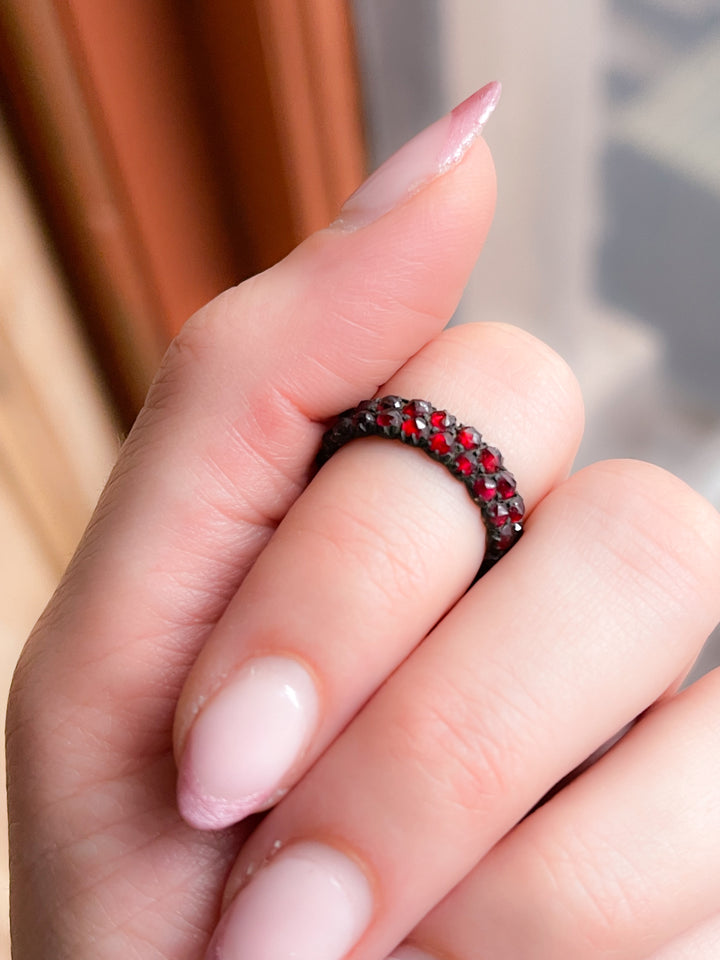 Bohemian Garnet Double Stacked Band in 6k