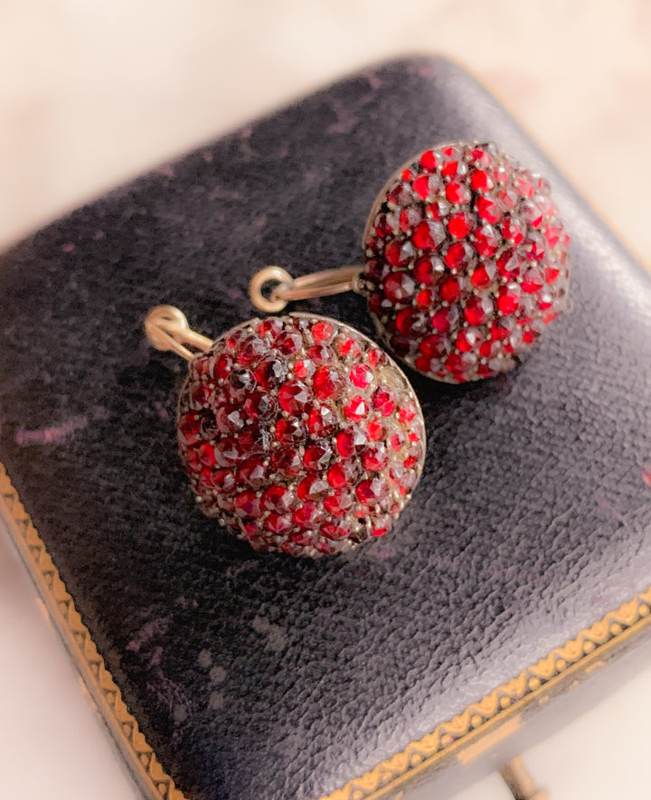 Cherry Bomb Victorian Garnet Earrings
