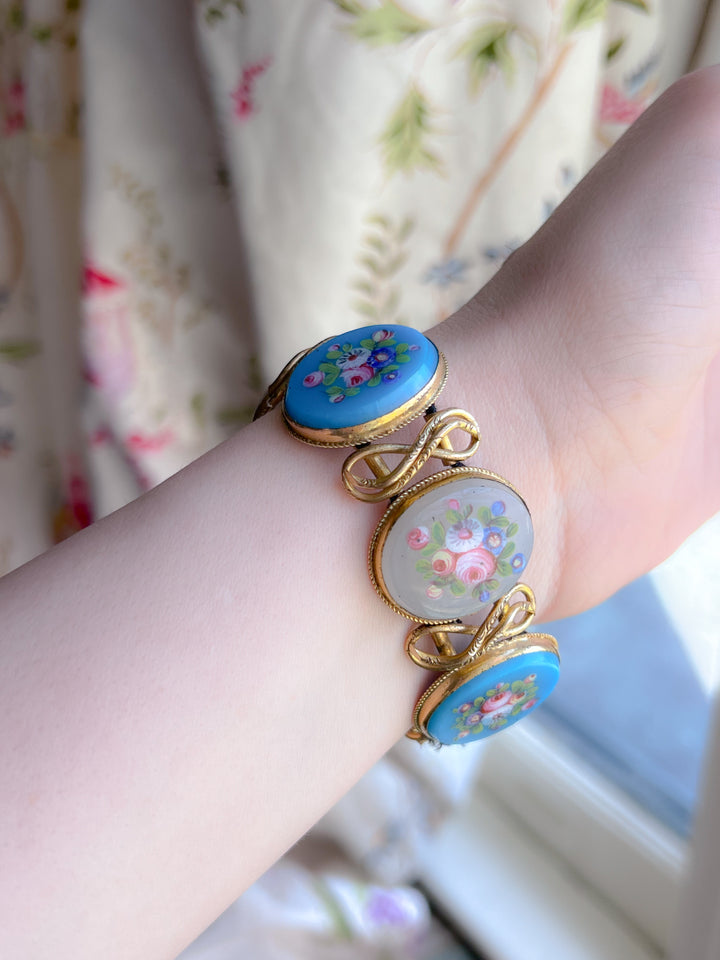 French Painted Enamel Bracelet in Pomponne